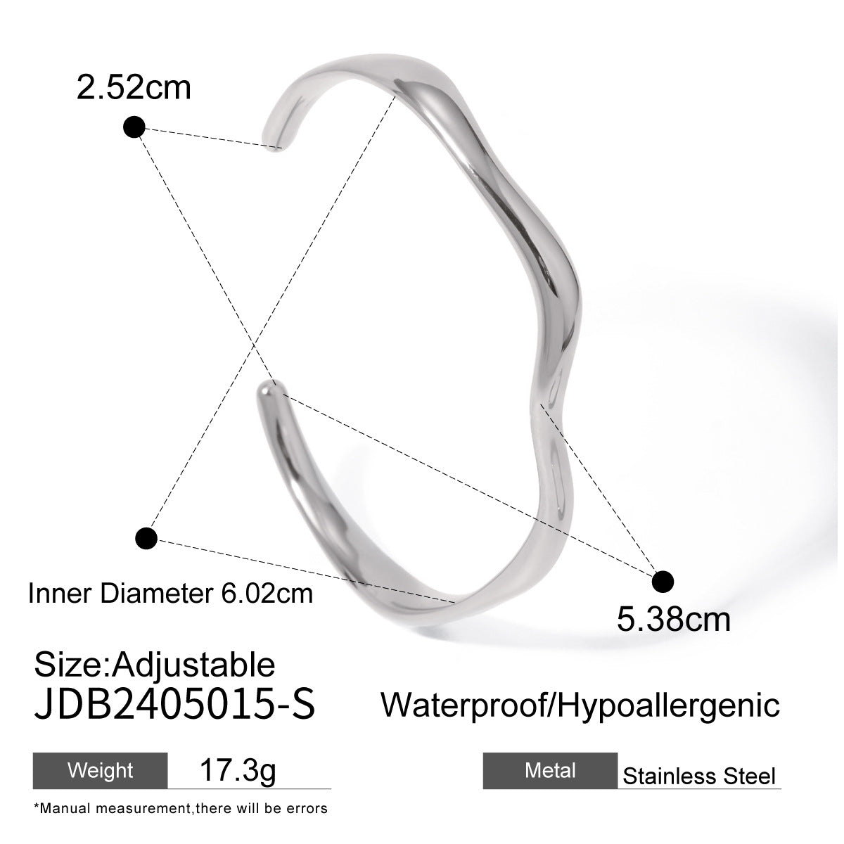 18K Gold Stainless Steel Fine Ripple Open Bangle – INS Minimalist - AstroVerse™