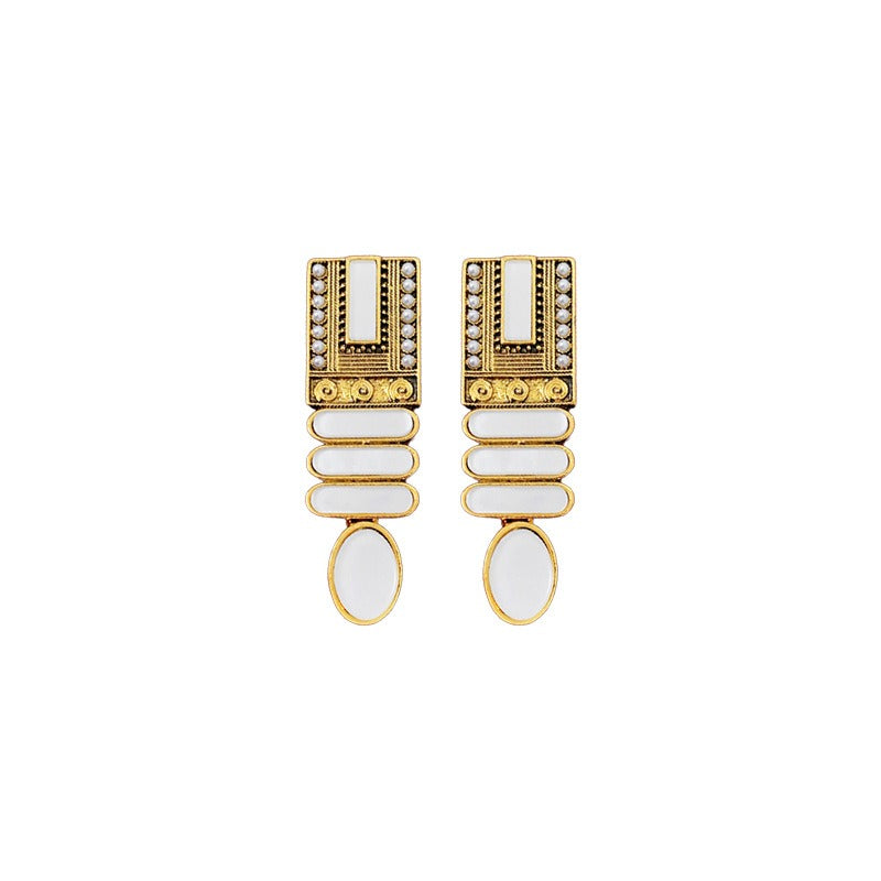 Geometric Artificial Pearl Earrings – French Retro Court Style - AstroVerse™