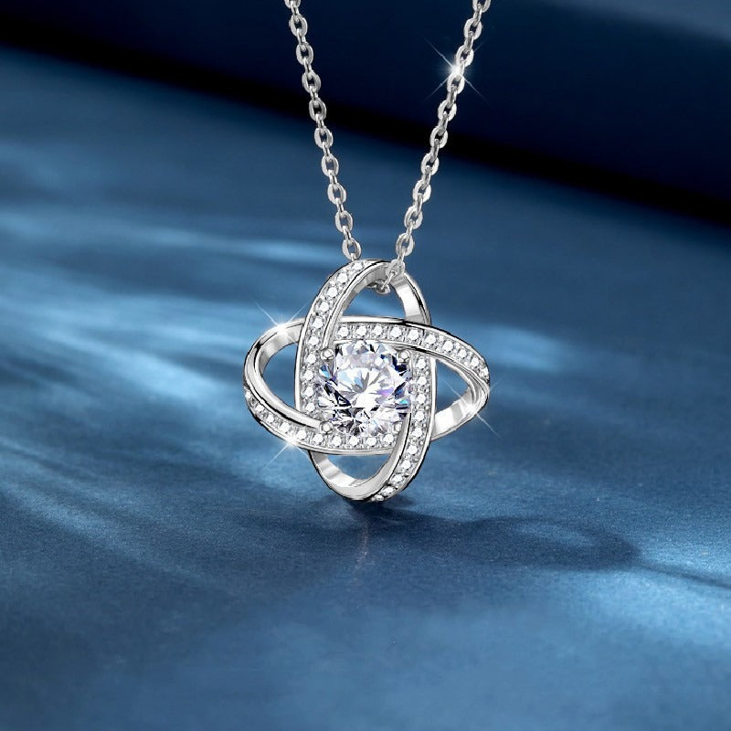 S925 Sterling Silver Clover Necklace Full Diamond Pendant - AstroVerse™