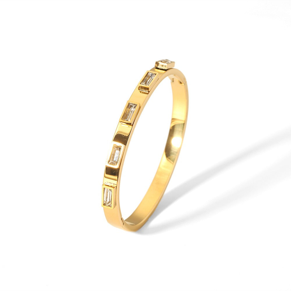 Geometric Bracelet Stainless Steel Zircon Bracelet Fashion Retro Titanium Steel Bracelet - AstroVerse™