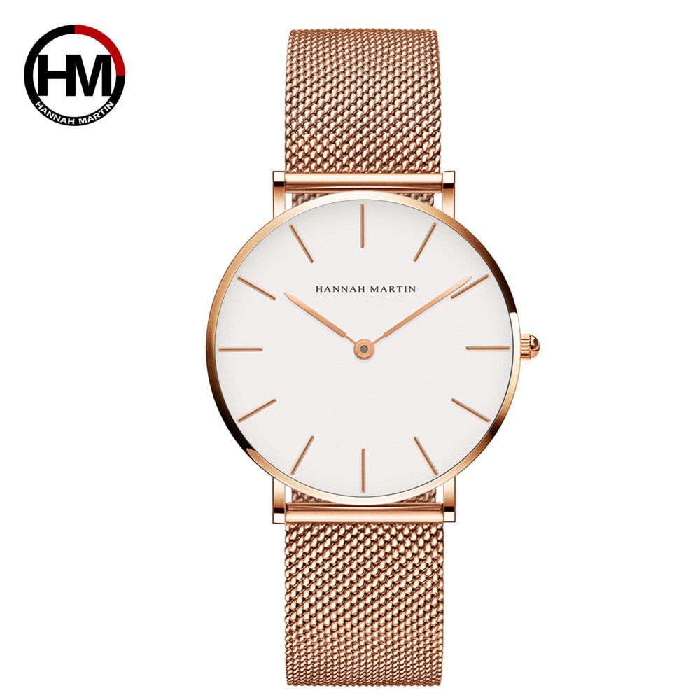 Luxury Rose Gold Mesh Watch - 36mm Japanese Quartz - AstroVerse™