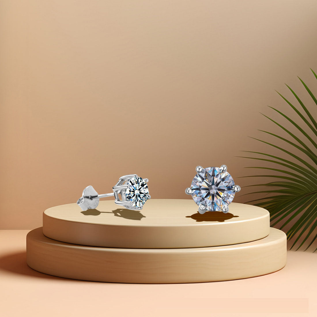 Moissanite Stud Earrings 925 Silver - 7mm Round Diamond Studs - AstroVerse™