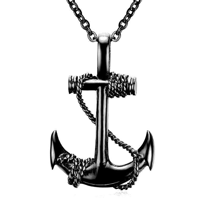 Men's stainless steel anchor pendant in Pirates of the Caribbean style, featuring nautical design and detailed craftsmanship.