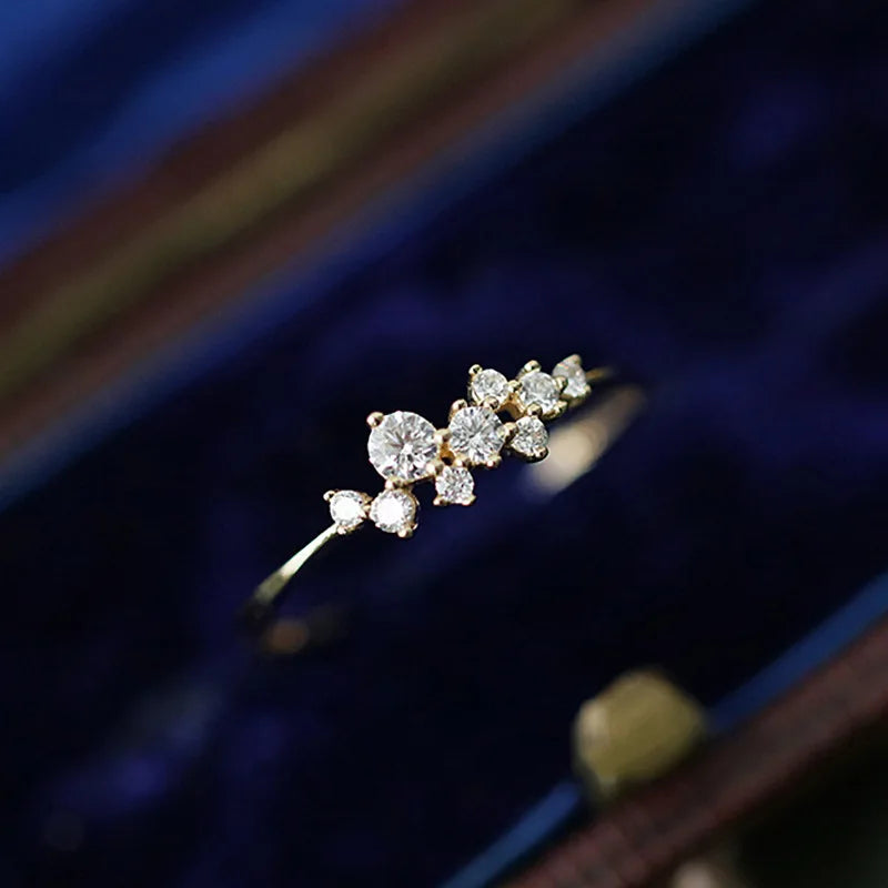 925 Sterling Silver Zircon Ring - Gold Plated Minimalist Stacking Ring - AstroVerse™