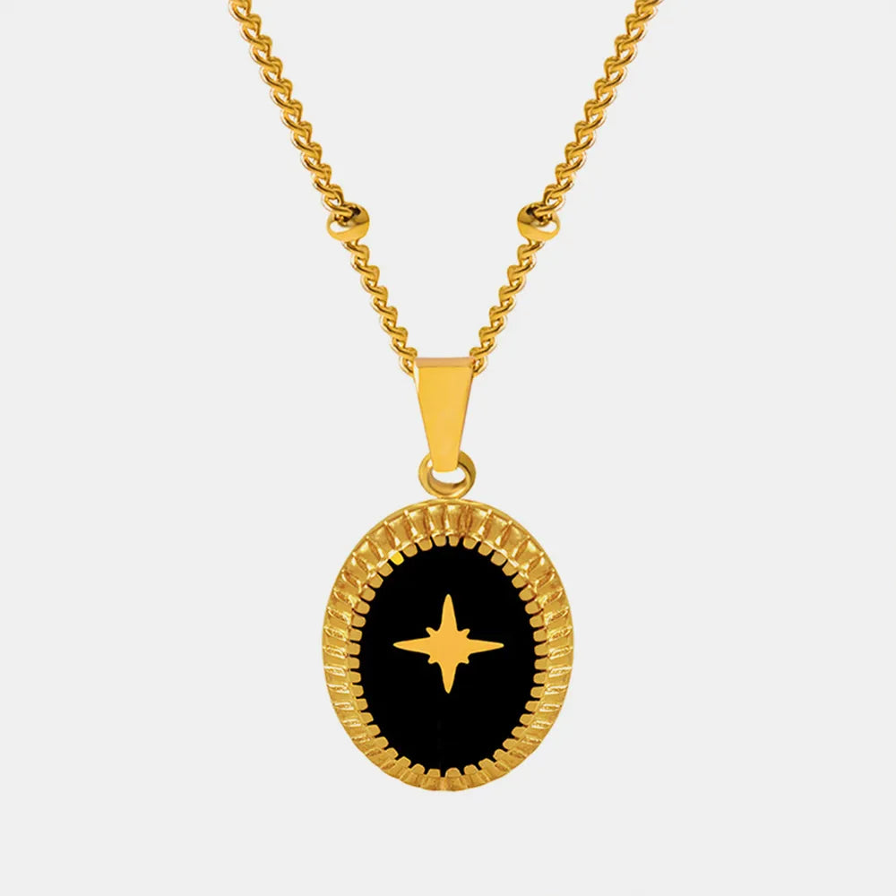 Geometric Jewelry Dripping Oil Star Elliptical Titanium Steel Pendant Necklace - AstroVerse™
