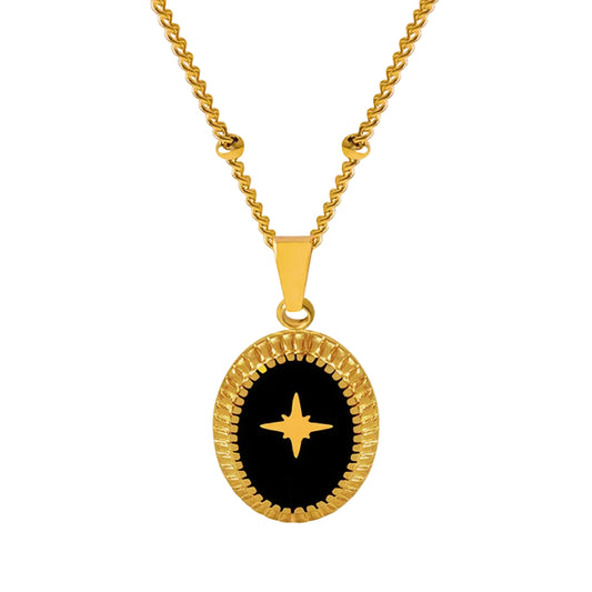 Geometric Jewelry Dripping Oil Star Elliptical Titanium Steel Pendant Necklace - AstroVerse™
