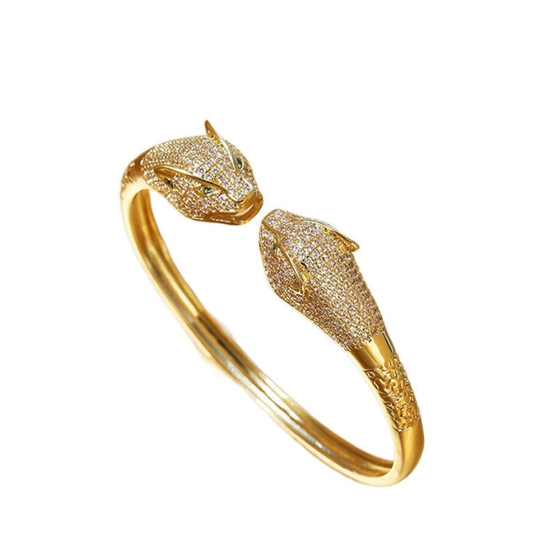 18K Gold platted Micro Set Zircon Leopard Bracelet Female - AstroVerse™