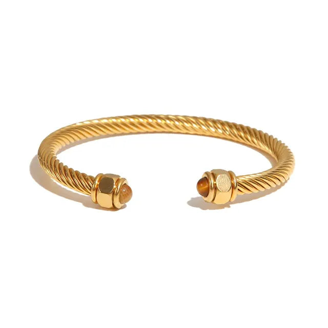 18K Gold-Plated Natural Stone Twisted Thread Bracelet