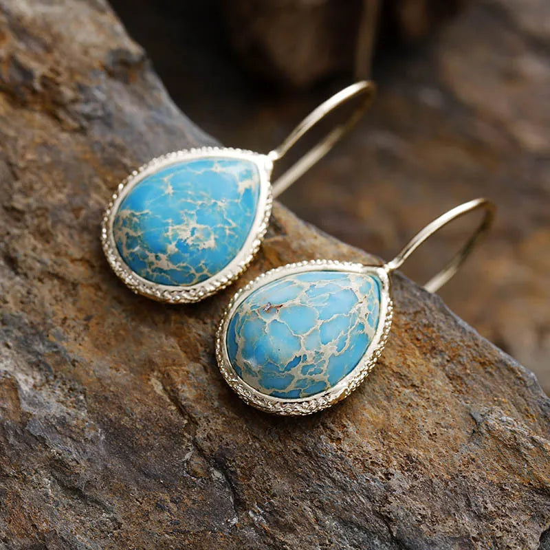 Copper Natural Stone Teardrop Shape Earrings - AstroVerse™