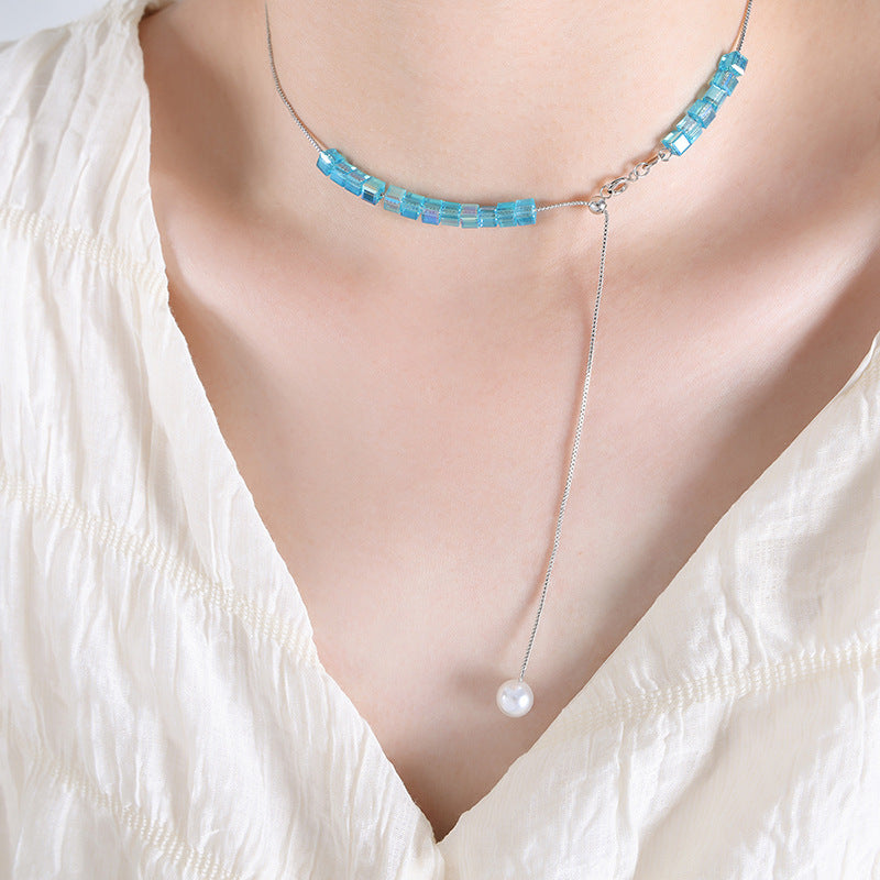 Ins-Style Tassel Chain Blue Pendant Jewelry Set - AstroVerse™