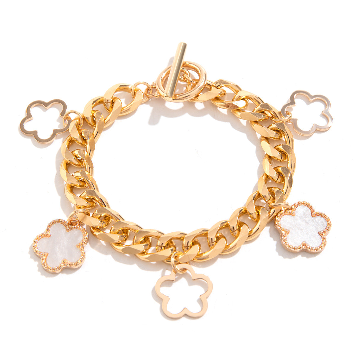 French elegant five leaf clover minimalist style necklace with sweet turquoise patterned flowers necklaces