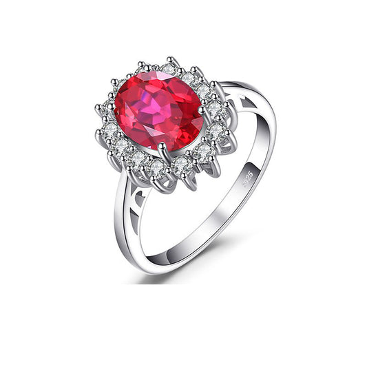 Princess Diana William Engagement Wedding Created Red Ruby Ring Set Pure  925 Sterling Silver Jewelry - AstroVerse™