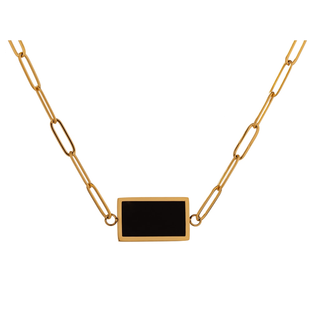 Yhpup Temperament Square Pendant Stainless Steel Necklace – Gold Plated - AstroVerse™