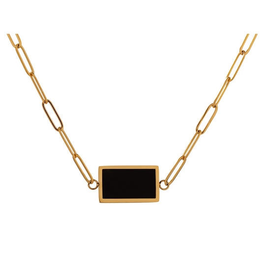 Yhpup Temperament Square Pendant Stainless Steel Necklace – Gold Plated - AstroVerse™