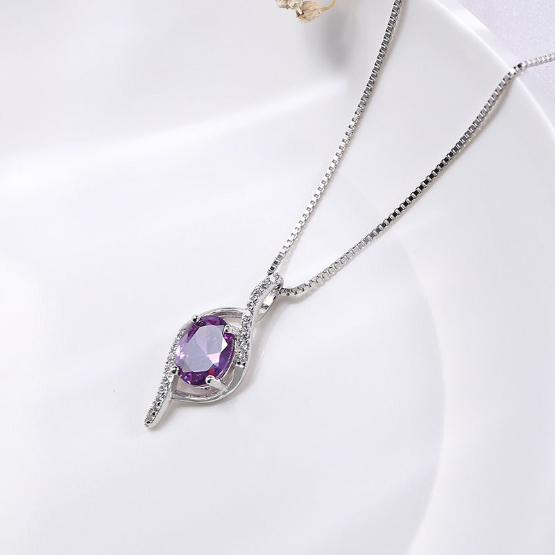 Clavicular Amethyst Pendant Necklace – Sterling Silver - AstroVerse™