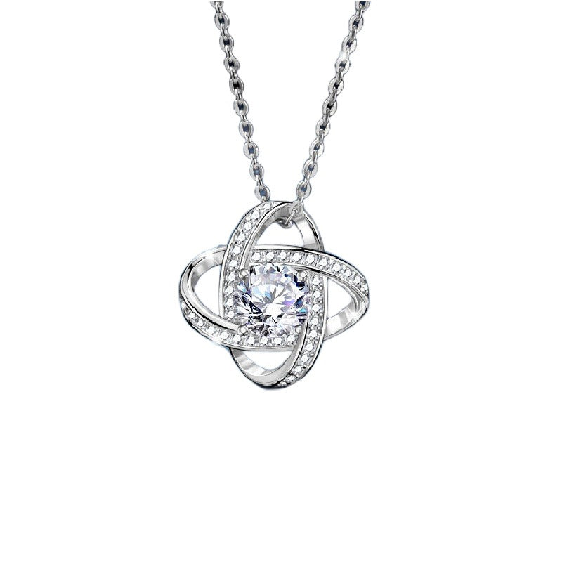 S925 Sterling Silver Clover Necklace Full Diamond Pendant - AstroVerse™
