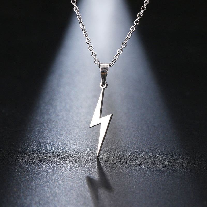 Lightning Bolt Necklace Stainless Steel - Unisex Scar Pendant Chain - AstroVerse™