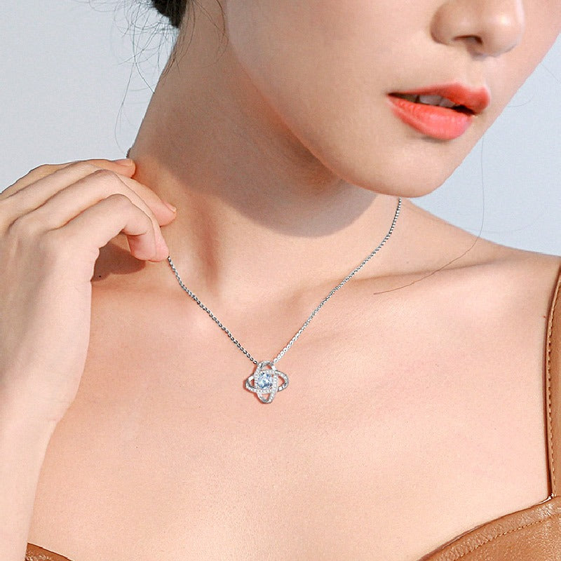 S925 Sterling Silver Clover Necklace Full Diamond Pendant - AstroVerse™