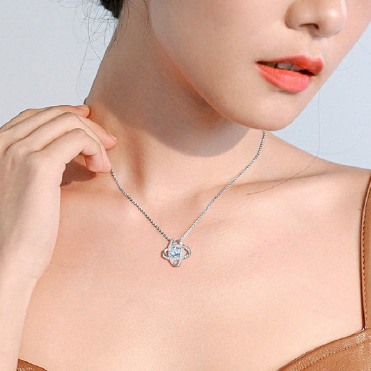 S925 Sterling Silver Clover Necklace Full Diamond Pendant - AstroVerse™