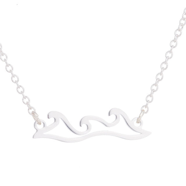 Stainless Steel Wave Necklaces & Pendants Beach Wedding Necklace Surfer Gift Tropical Wedding Jewelry - AstroVerse™
