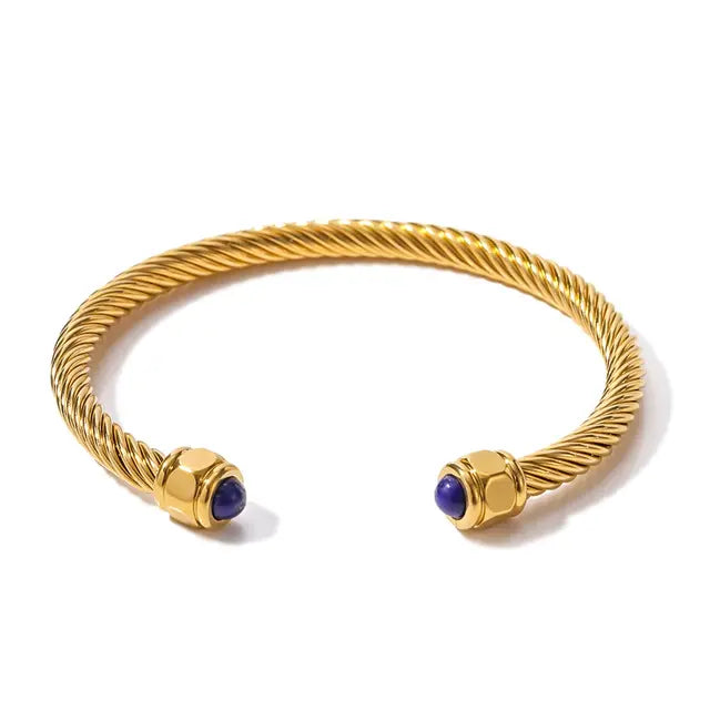 18K Gold-Plated Natural Stone Twisted Thread Bracelet