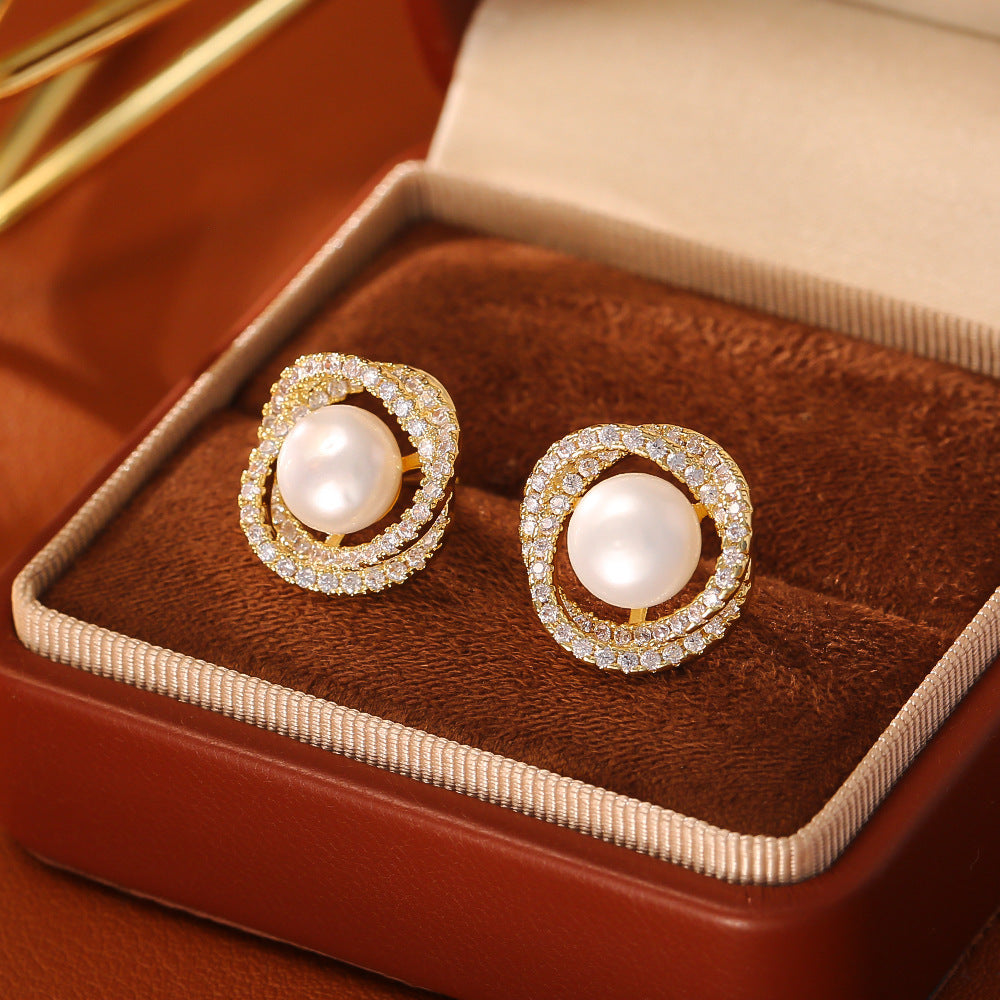 Natural Pearl Winding Ear Studs High Sense Fashion Exquisite And Versatile - AstroVerse™