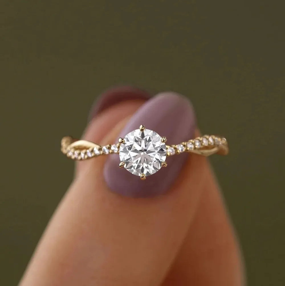 925 Sterling Silver Zircon Ring - Gold Plated Stone Band Sizes 6-9 - AstroVerse™