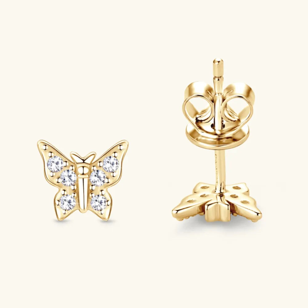 Moissanite 925 Sterling Silver Butterfly Stud Earrings - AstroVerse™