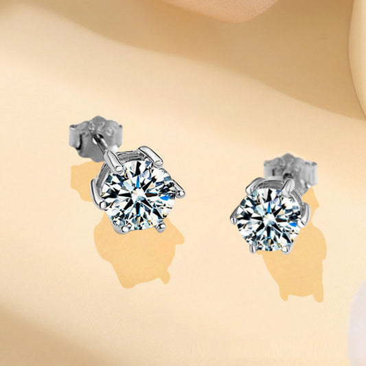 Moissanite Stud Earrings 925 Silver - 7mm Round Diamond Studs - AstroVerse™