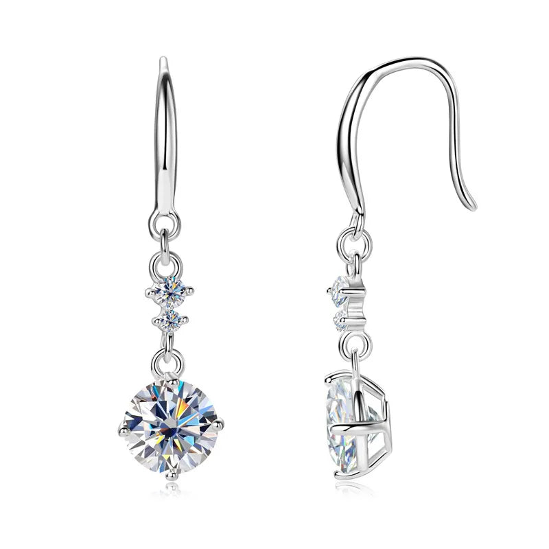 2 Carat Moissanite Earrings 925 Silver - Drop Dangle 29.3mm Certified - AstroVerse™