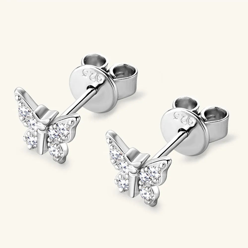 Moissanite 925 Sterling Silver Butterfly Stud Earrings - AstroVerse™