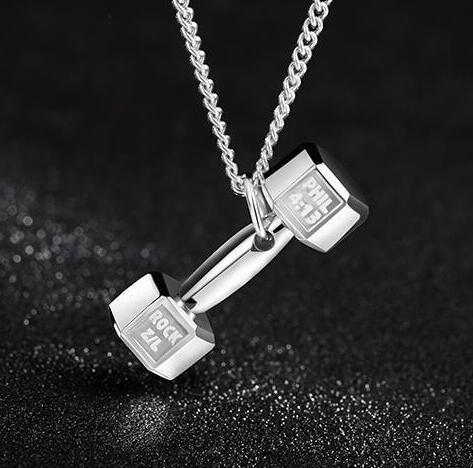 Korean Fashion Fitness Dumbbell Necklace – Titanium Steel Pendant - AstroVerse™