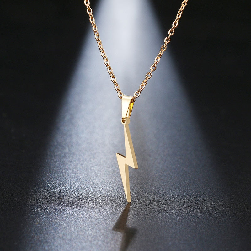 Lightning Bolt Necklace Stainless Steel - Unisex Scar Pendant Chain - AstroVerse™