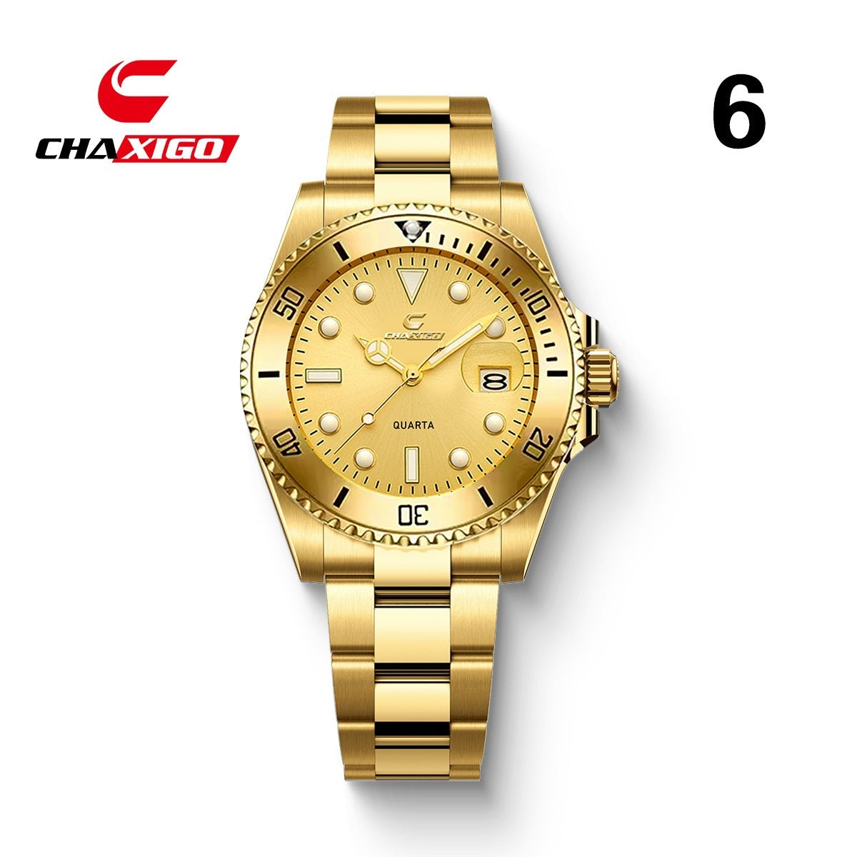 Swiss Brand CHAXIGO Men's Watch Green Submariner Style Waterproof Versatile Alloy Quartz Watch - AstroVerse™
