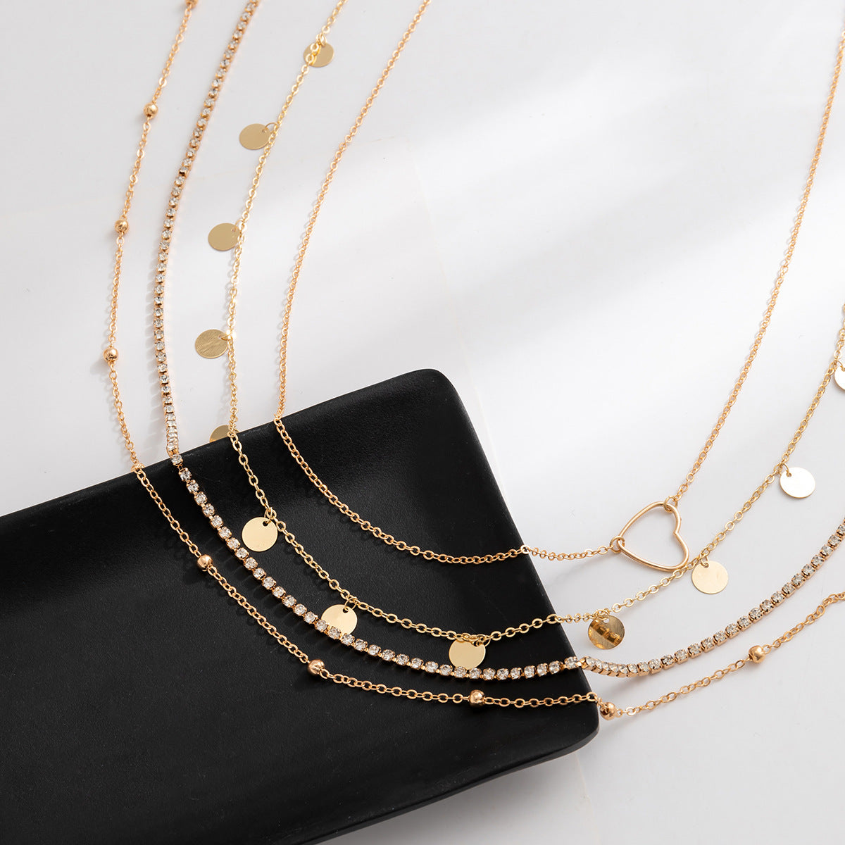 Sexy Multi-Layer Tassel Sequined Metal Chain Waist Chain Street Shooting Hipster Beach Rhinestone Love Thin Body Chain