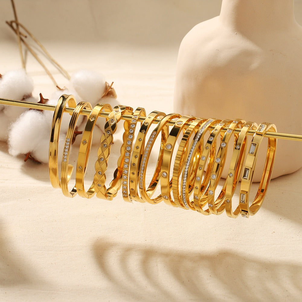 Geometric Bracelet Stainless Steel Zircon Bracelet Fashion Retro Titanium Steel Bracelet - AstroVerse™