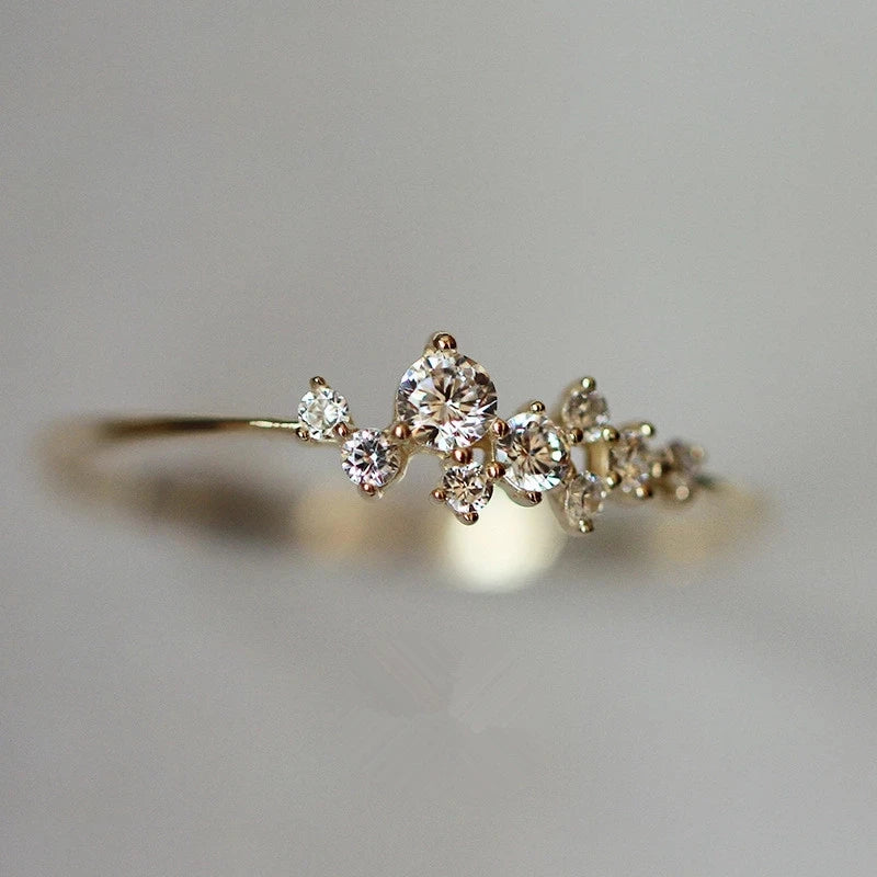 925 Sterling Silver Zircon Ring - Gold Plated Minimalist Stacking Ring - AstroVerse™