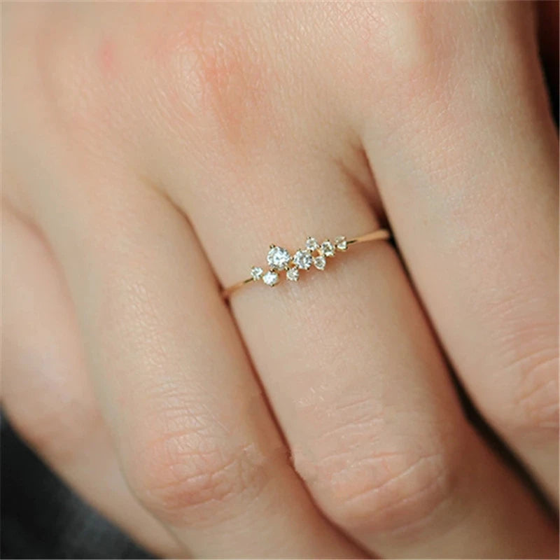 925 Sterling Silver Zircon Ring - Gold Plated Minimalist Stacking Ring - AstroVerse™
