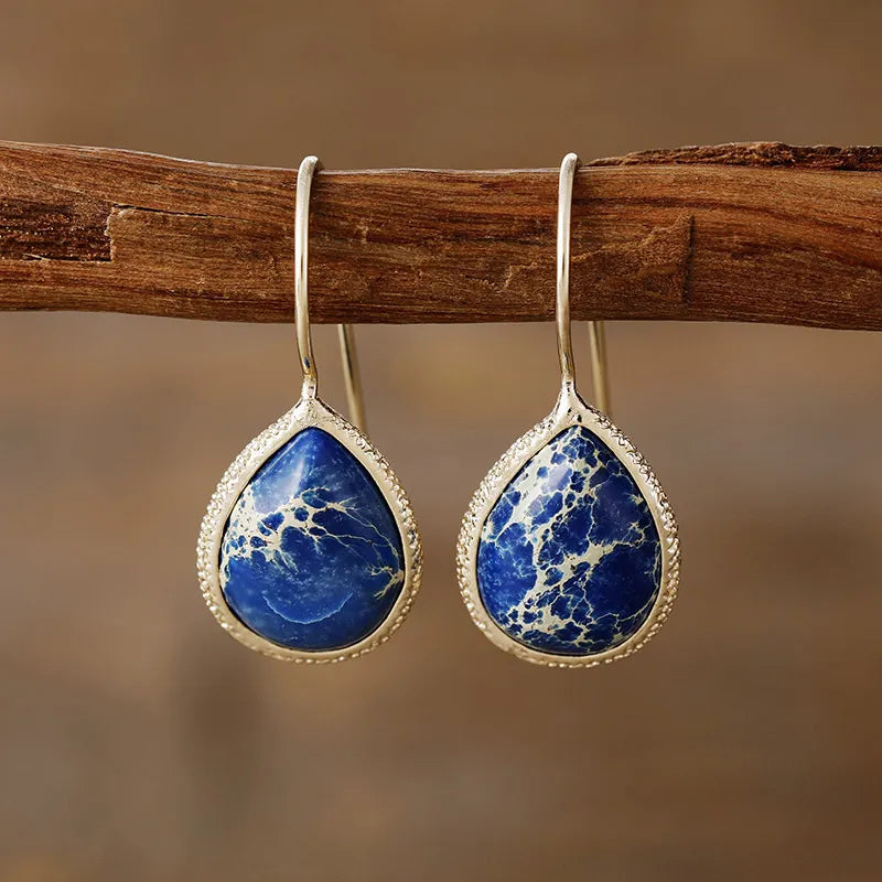 Copper Natural Stone Teardrop Shape Earrings - AstroVerse™