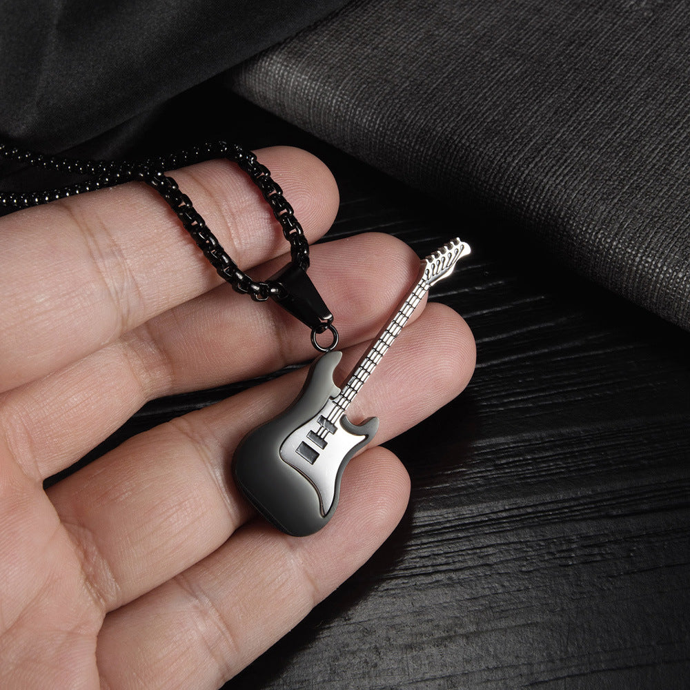 Stainless steel guitar pendant featuring street classic hip hop style, designed by eprolo, displayed on a plain background.