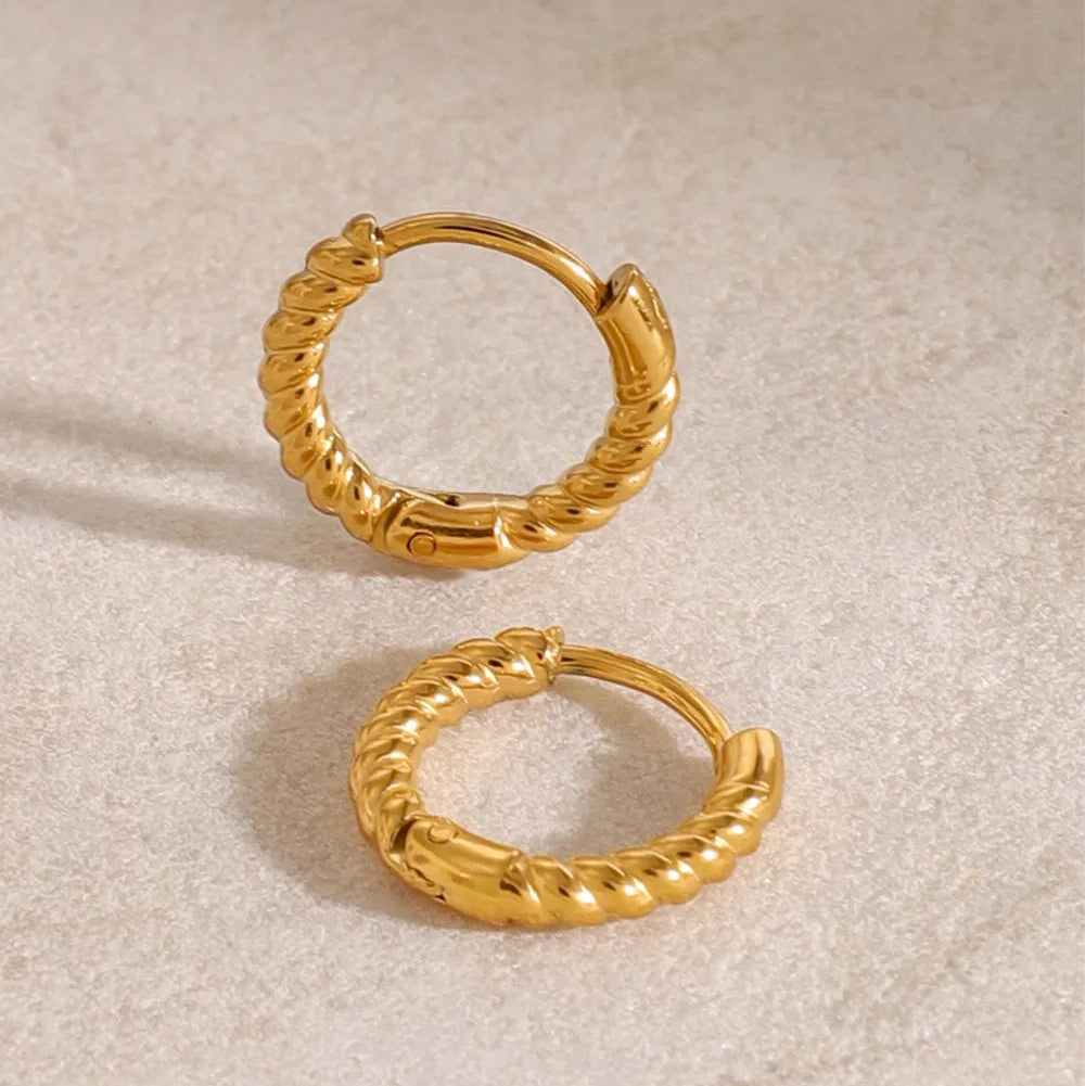 18K Gold Plated Huggie Earrings - Stainless Steel Small Hoop Studs - AstroVerse™
