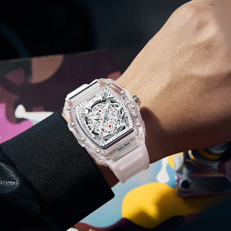 KIMSDUN Barrel Watch Men - Transparent Quartz 47mm Waterproof Sports - AstroVerse™