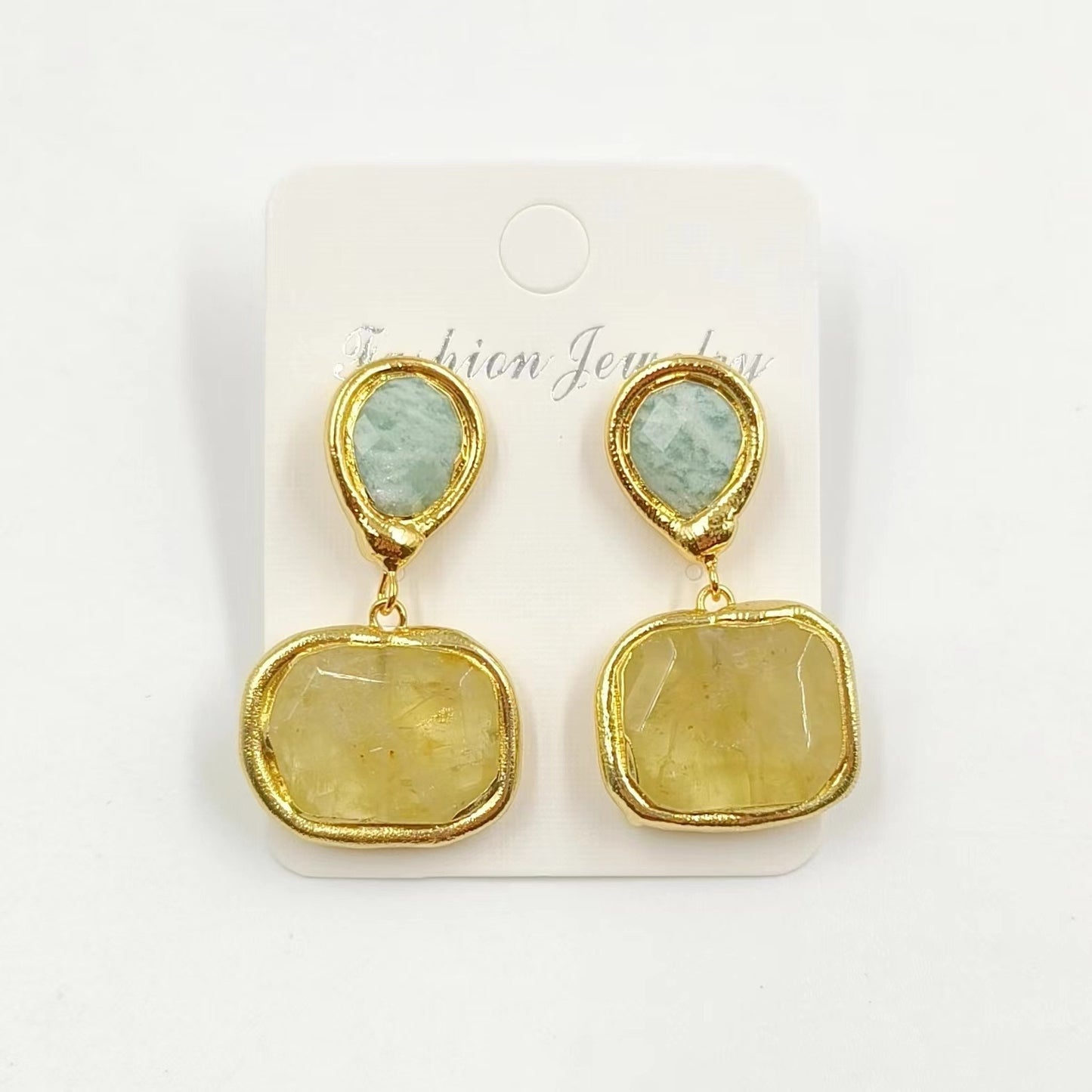 Transparent Gemstone Dangle Earrings - Double Hoop Water Drop Crystal - AstroVerse™