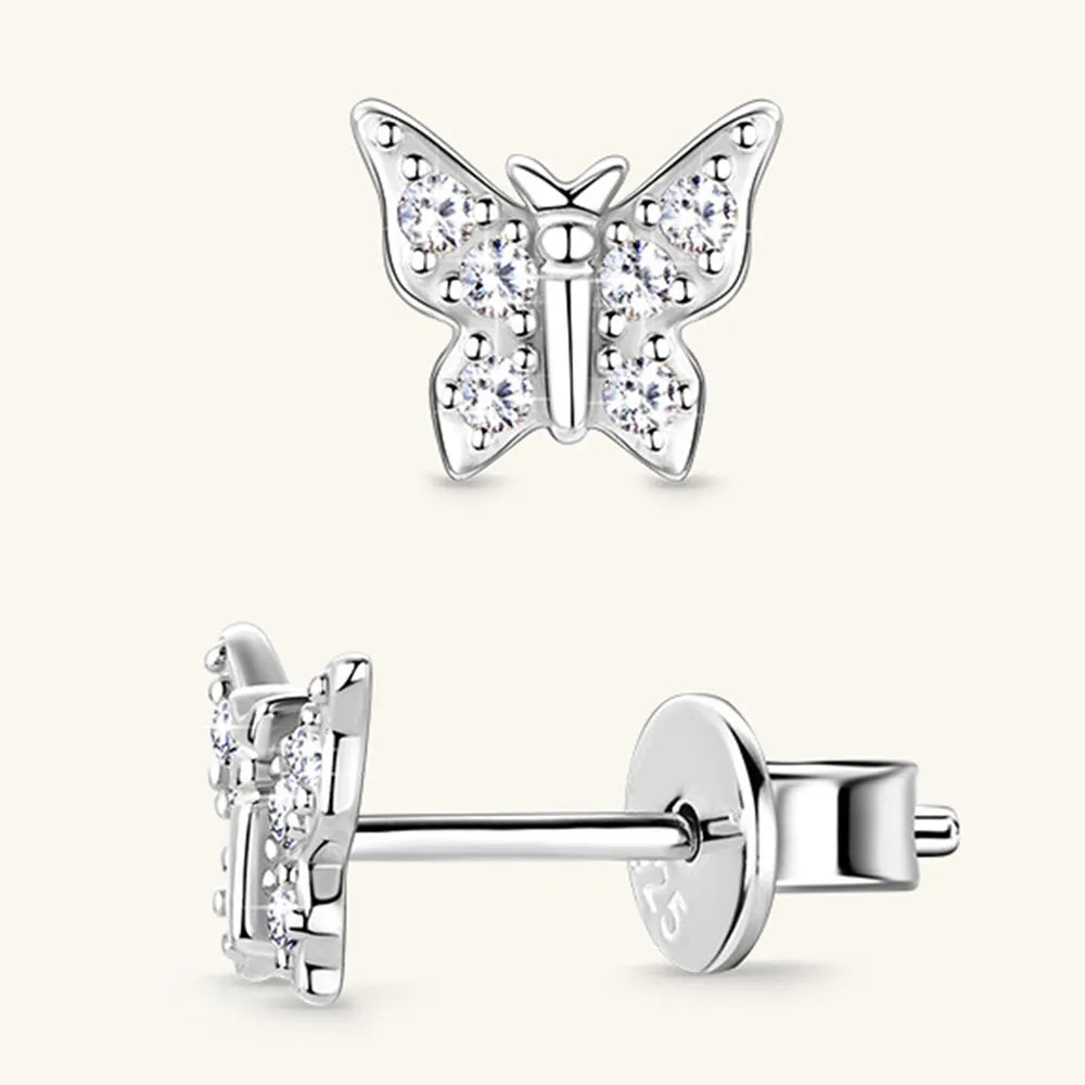 Moissanite 925 Sterling Silver Butterfly Stud Earrings - AstroVerse™