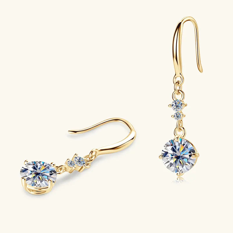 2 Carat Moissanite Earrings 925 Silver - Drop Dangle 29.3mm Certified - AstroVerse™