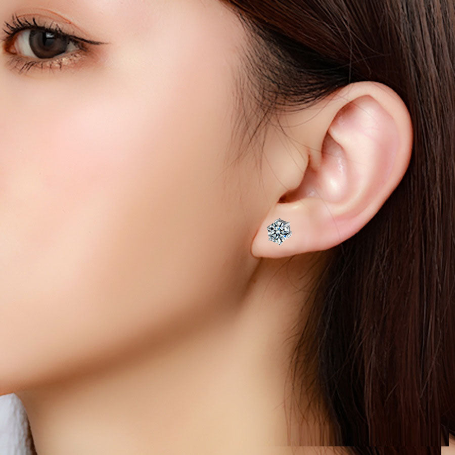 Moissanite Stud Earrings 925 Silver - 7mm Round Diamond Studs - AstroVerse™