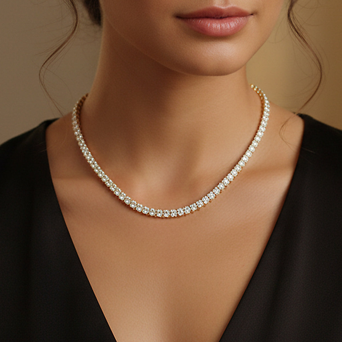 18K Gold-Plated Zircon Tennis Necklace