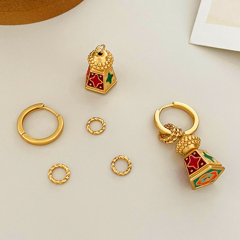 Chinese-style retro enamel oil-drip earrings for women, elegant and chic vintage jewelry from eprolo.