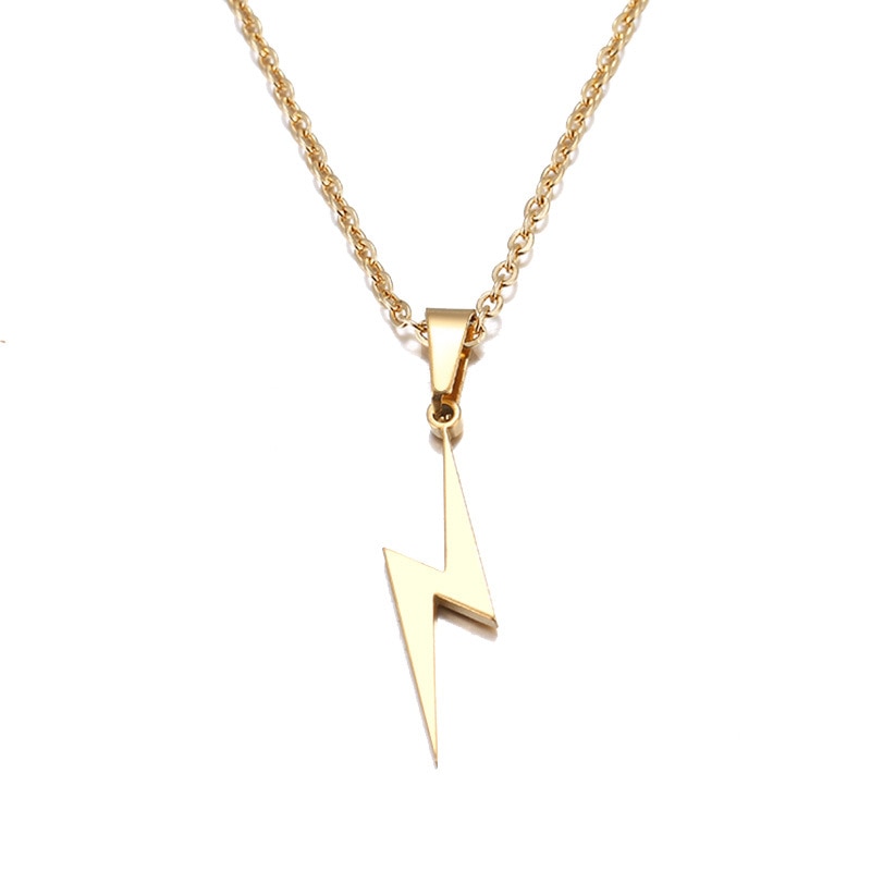 Lightning Bolt Necklace Stainless Steel - Unisex Scar Pendant Chain - AstroVerse™