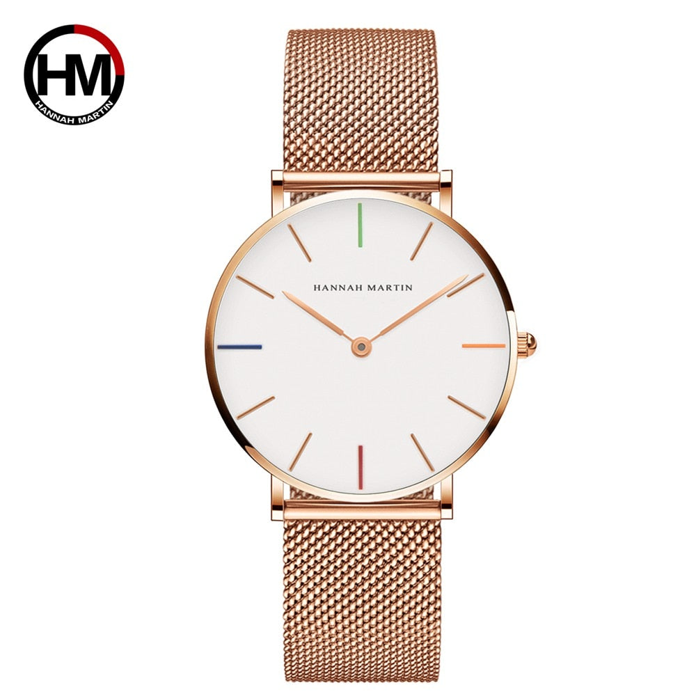 Luxury Rose Gold Mesh Watch - 36mm Japanese Quartz - AstroVerse™